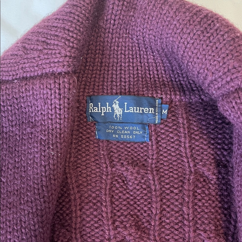 Ralph Lauren Maroon Cable Knit Sweater - Picture 4 of 4